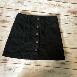 black button up denim skirt